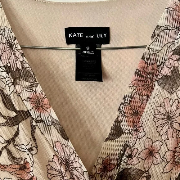 Kate and Lily Floral Wrap Dress - Cream and Brown - Picture 3 of 5